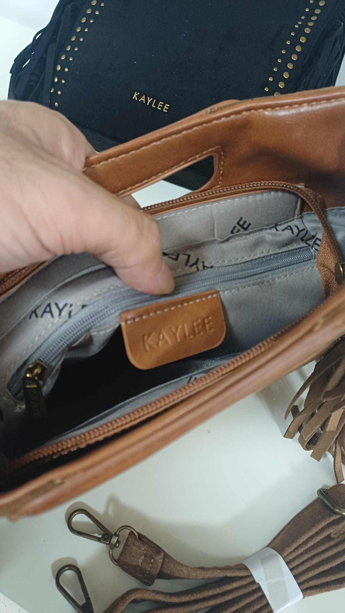 Borsa KAYLEE in tessuto scamosciato