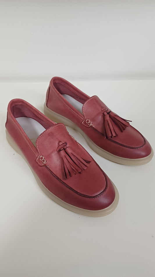 Mocassino Donna in Vera Pelle – Rosso Tenue
