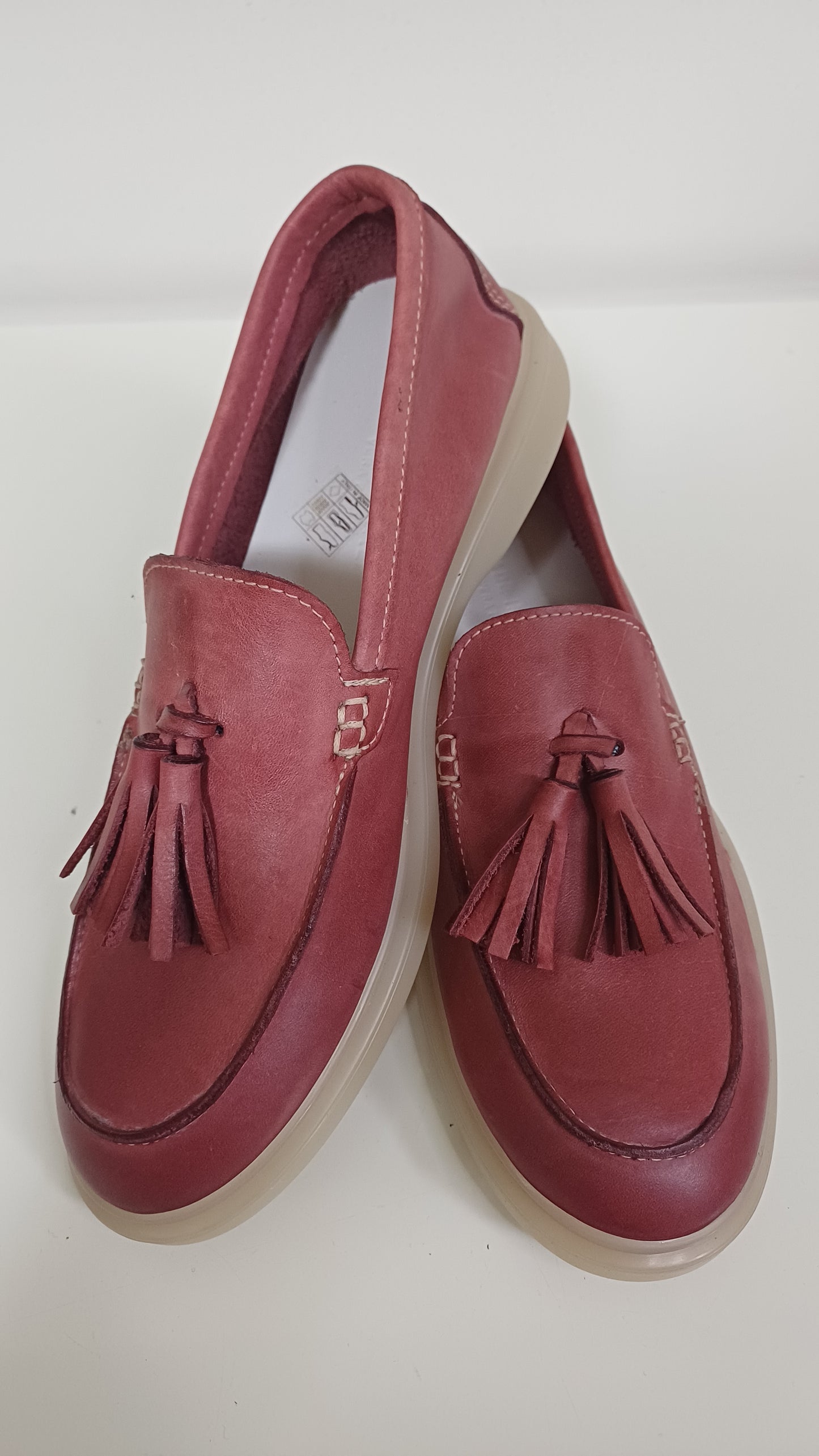 Mocassino Donna in Vera Pelle – Rosso Tenue