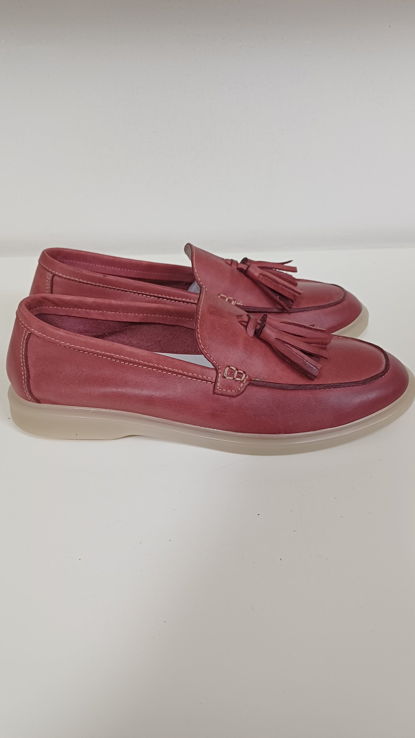 Mocassino Donna in Vera Pelle – Rosso Tenue