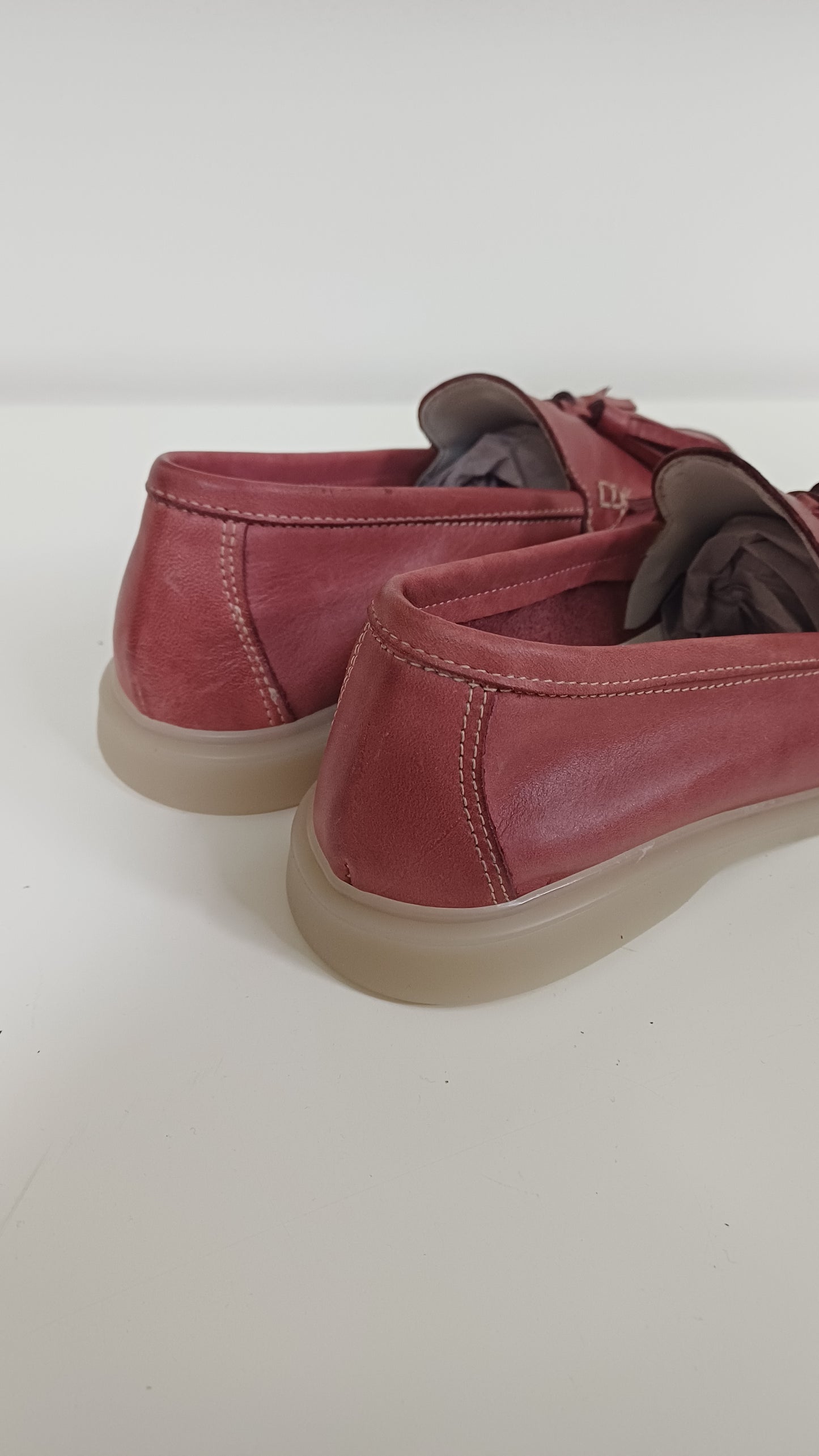 Mocassino Donna in Vera Pelle – Rosso Tenue