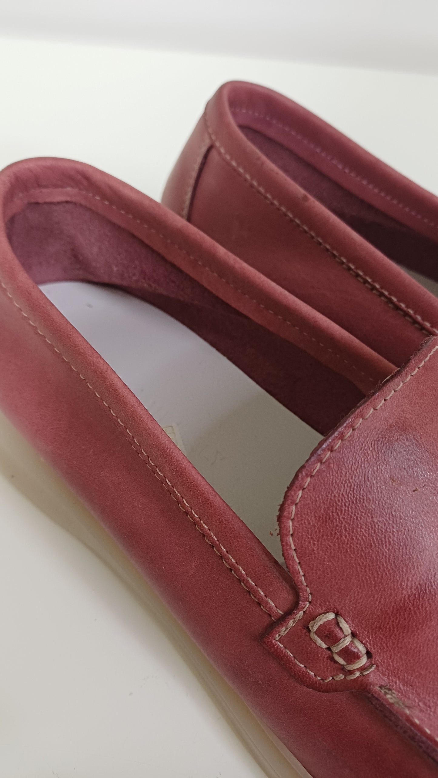 Mocassino Donna in Vera Pelle – Rosso Tenue