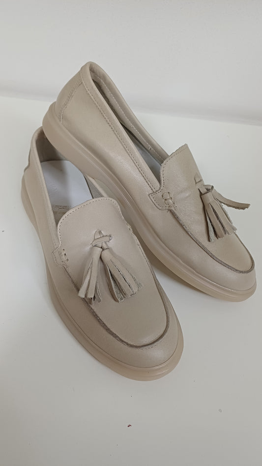 Mocassino Donna in Vera Pelle Beige
