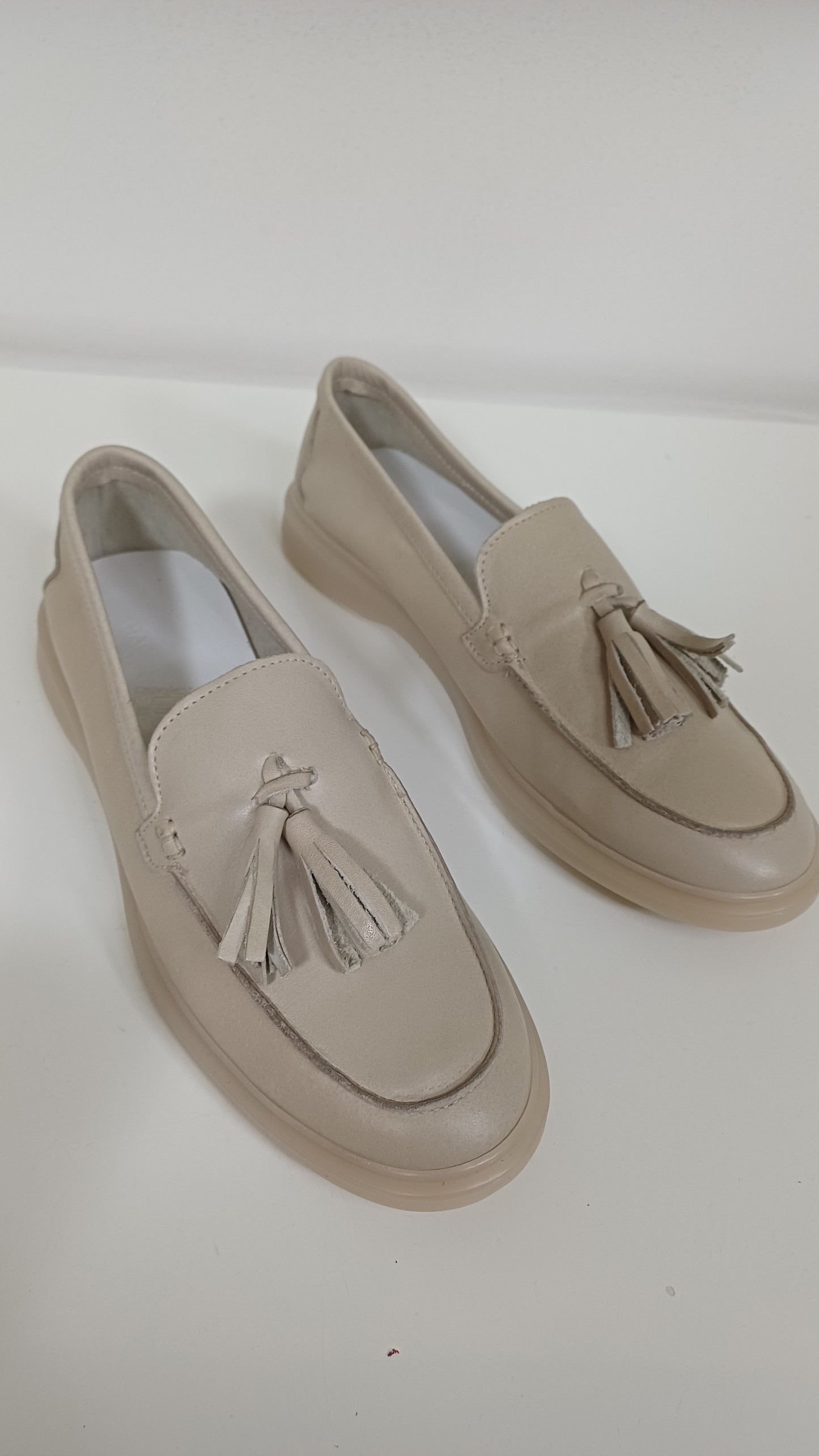 Mocassino Donna in Vera Pelle Beige