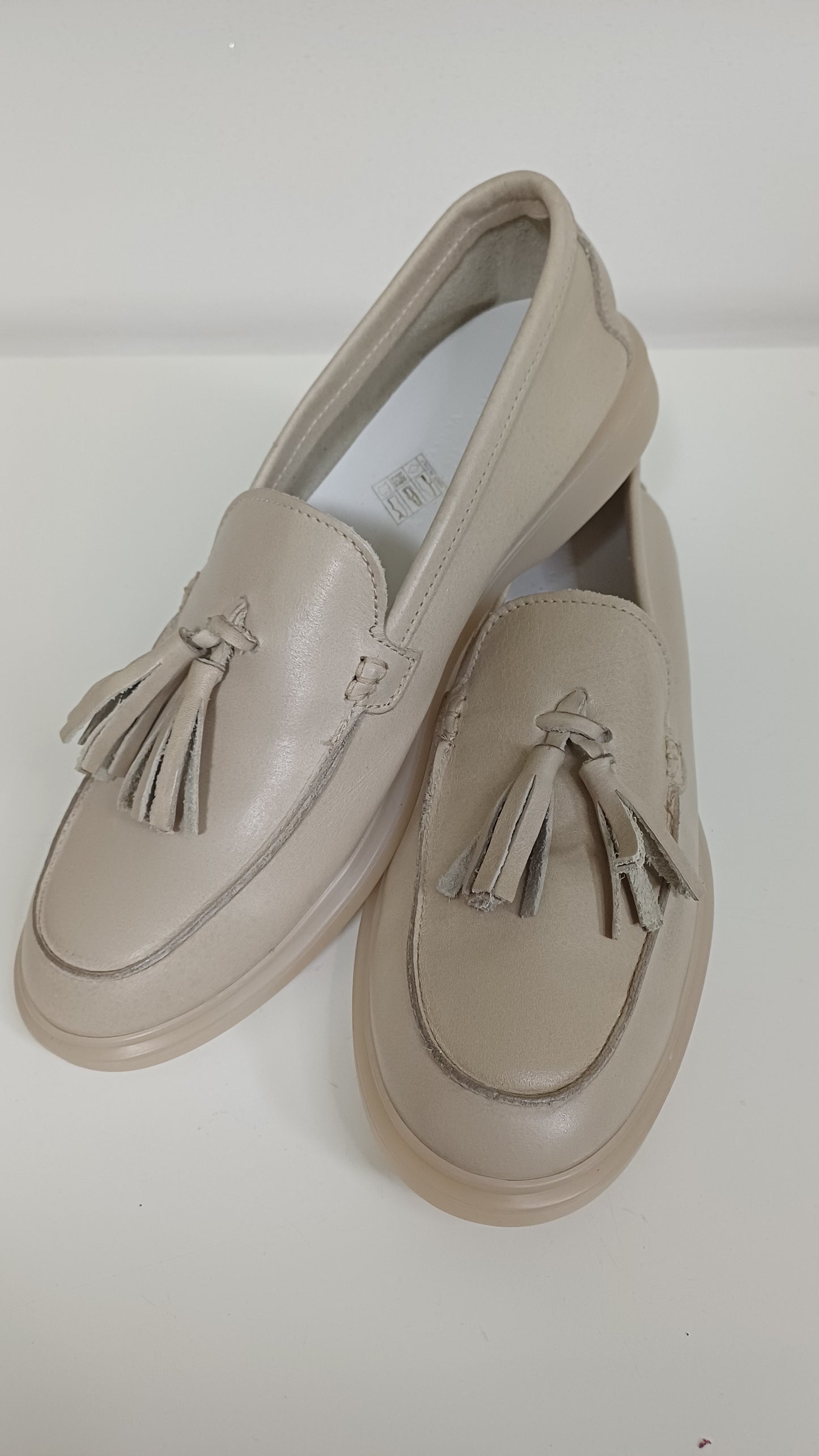 Mocassino Donna in Vera Pelle Beige