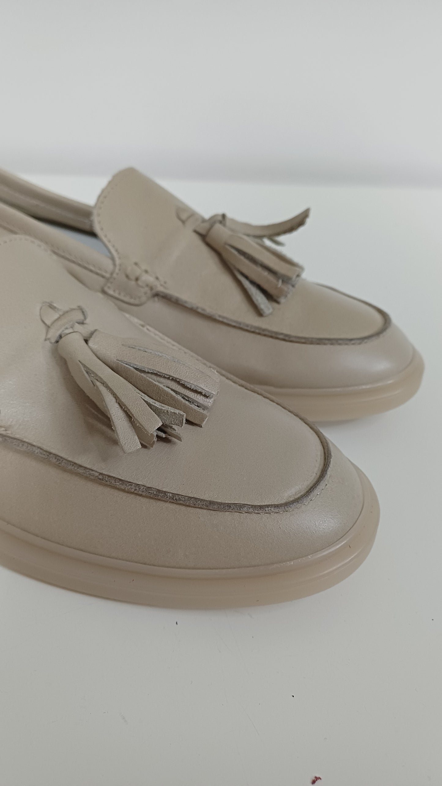 Mocassino Donna in Vera Pelle Beige