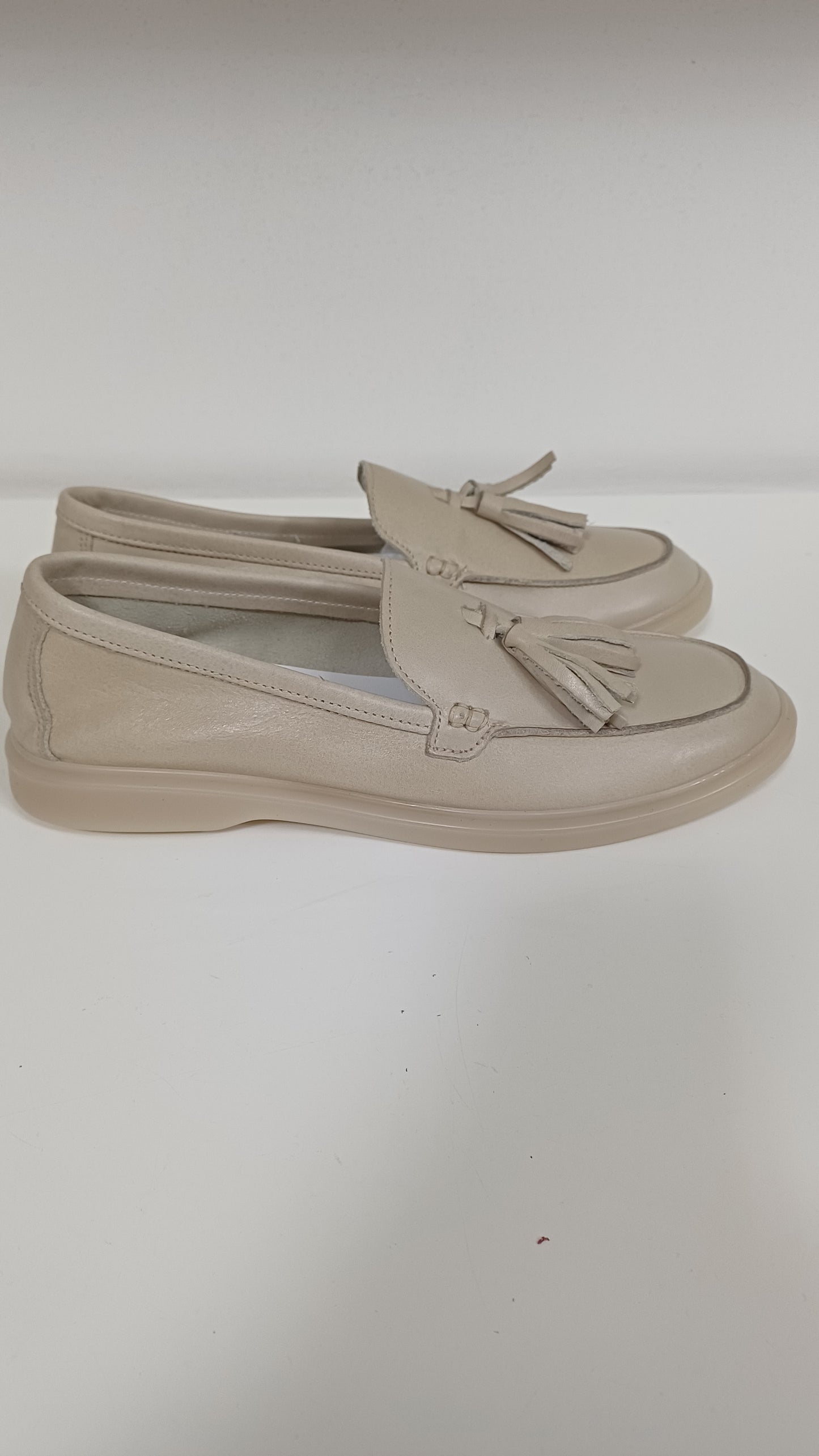 Mocassino Donna in Vera Pelle Beige