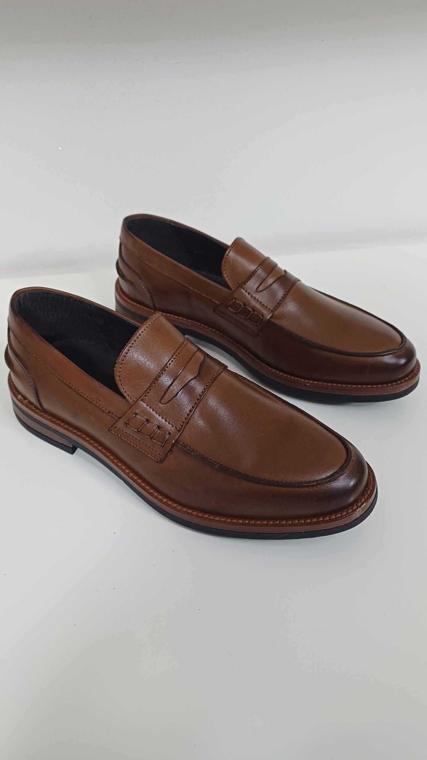 Mocassino Penny — Pelle Marrone Suola Gomma