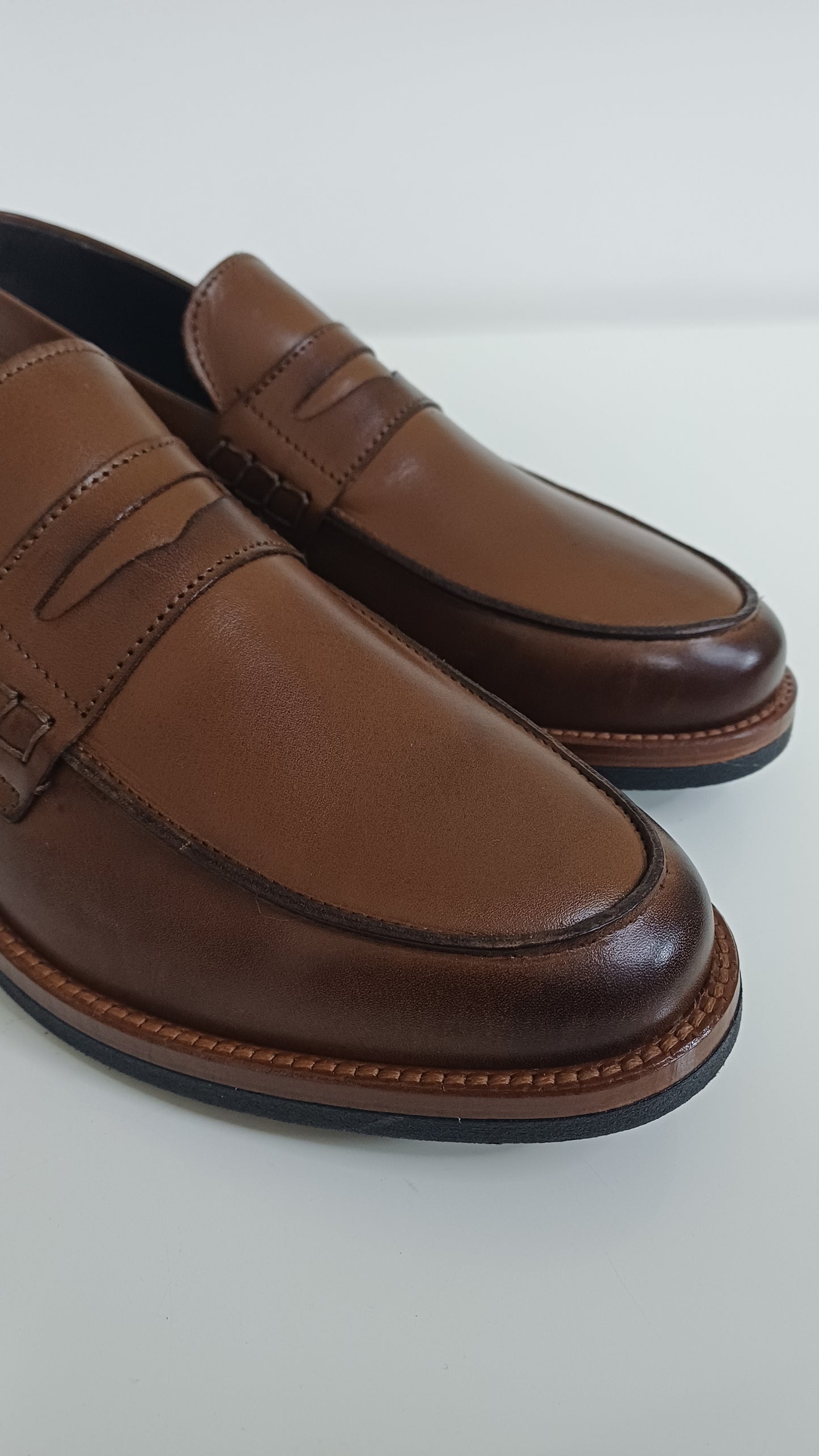 Mocassino Penny — Pelle Marrone Suola Gomma