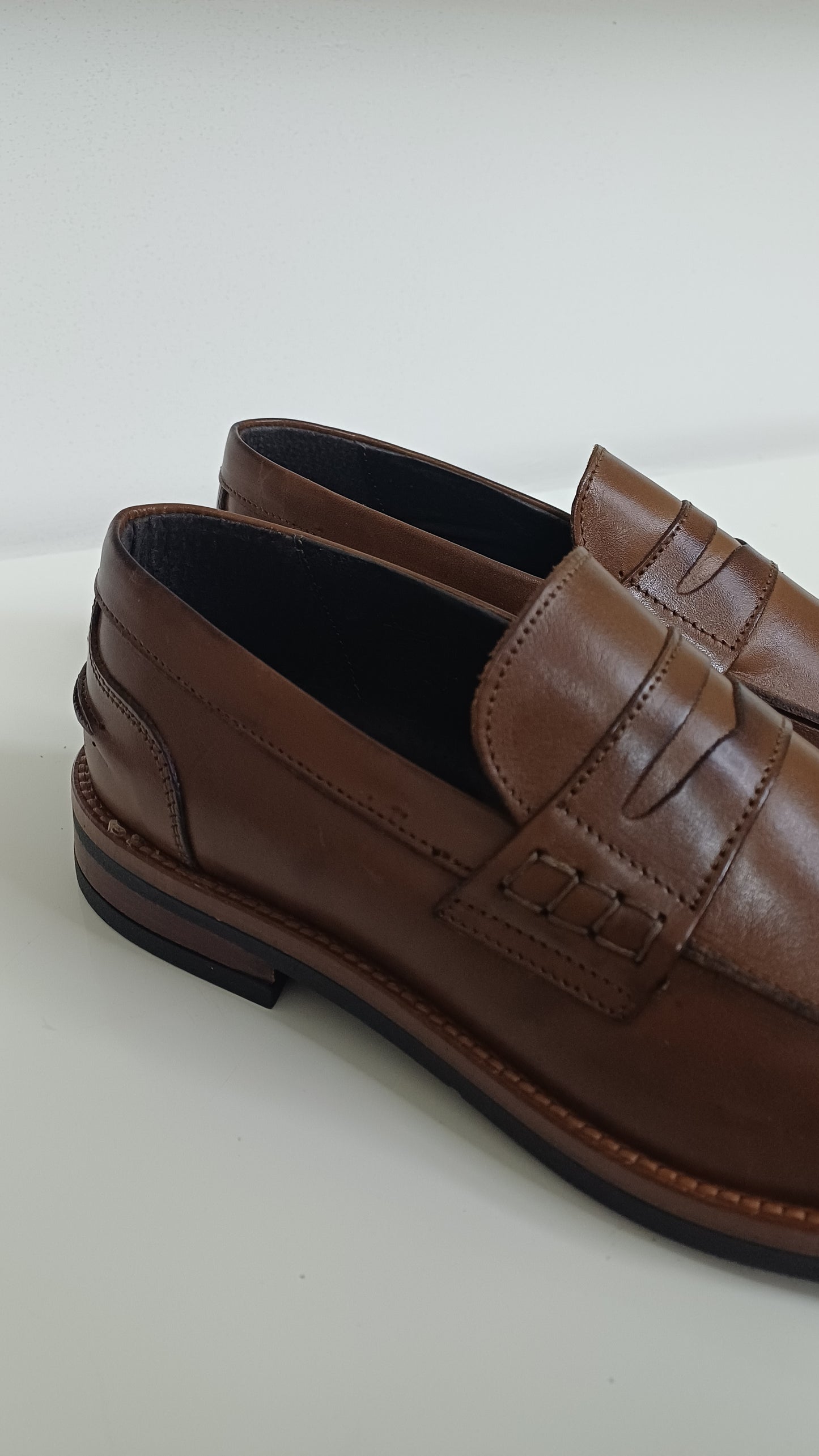 Mocassino Penny — Pelle Marrone Suola Gomma