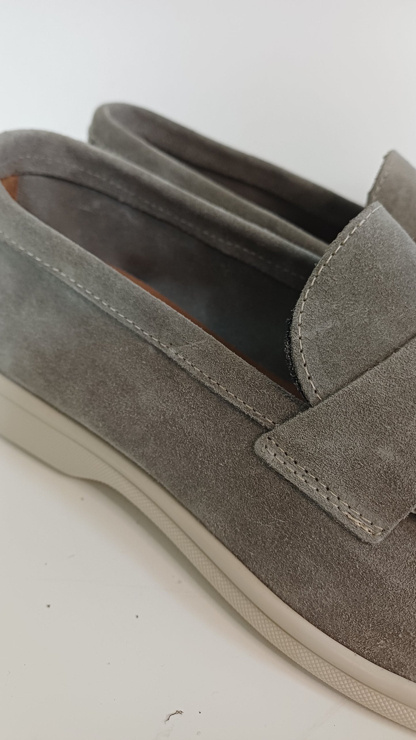 Mocassino Penny Casual Uomo Vera Pelle Scamosciato Grigio
