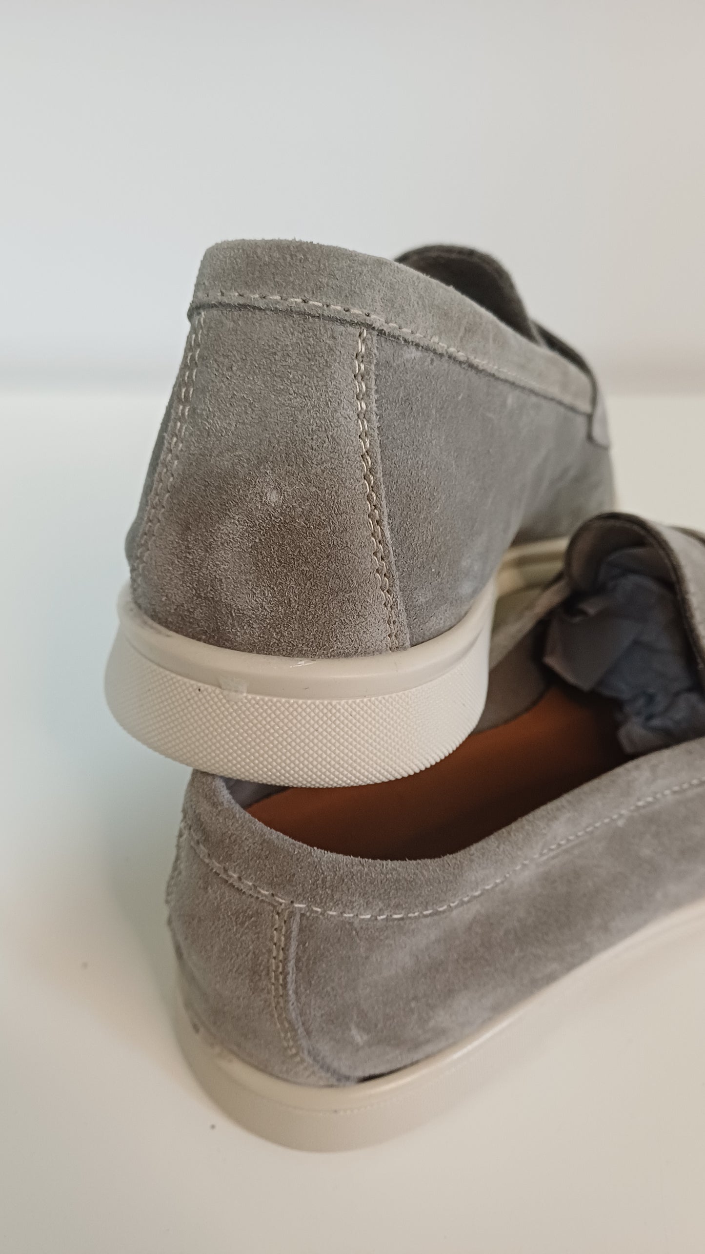 Mocassino Penny Casual Uomo Vera Pelle Scamosciato Grigio