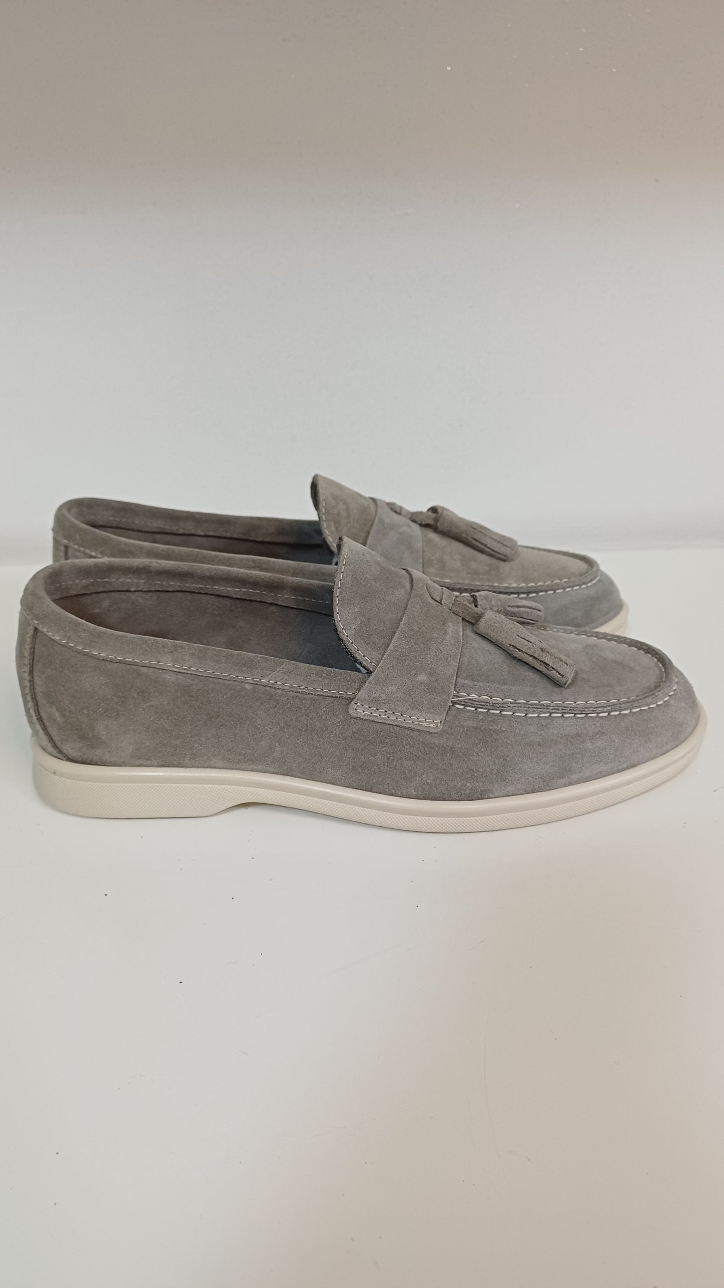 Mocassino Penny Casual Uomo Vera Pelle Scamosciato Grigio