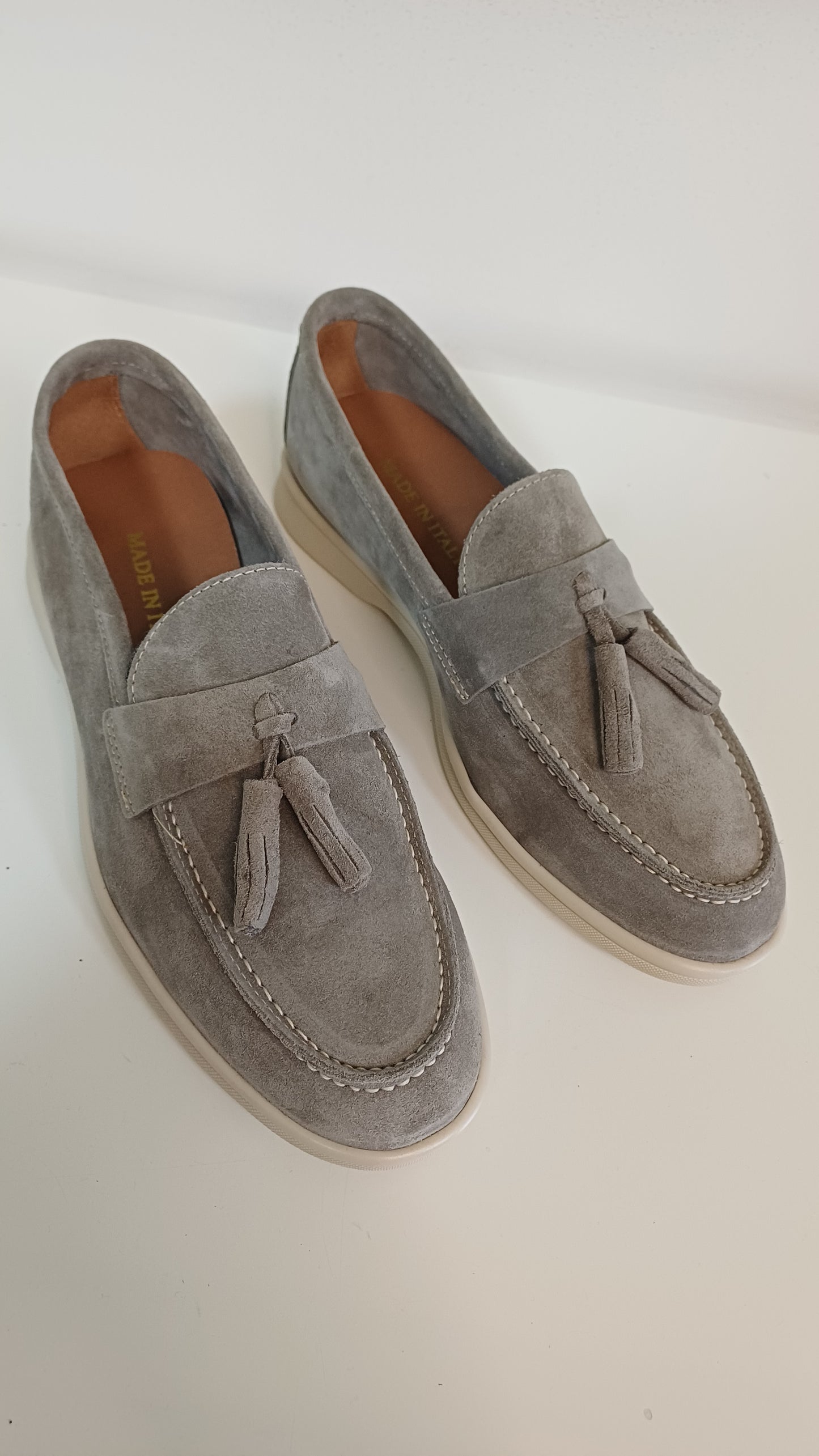 Mocassino Penny Casual Uomo Vera Pelle Scamosciato Grigio