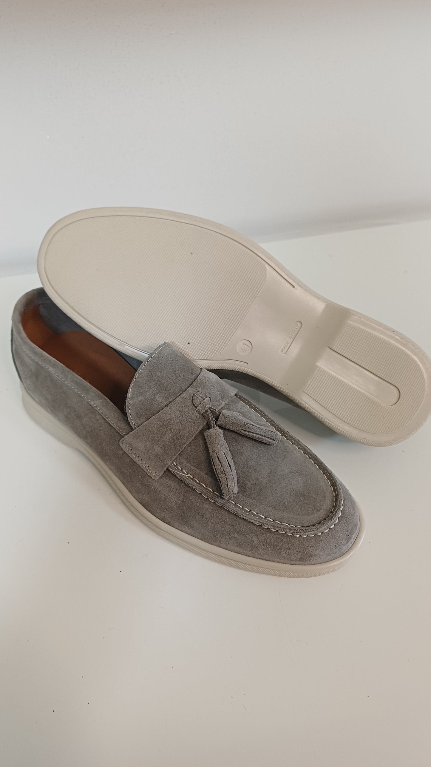 Mocassino Penny Casual Uomo Vera Pelle Scamosciato Grigio