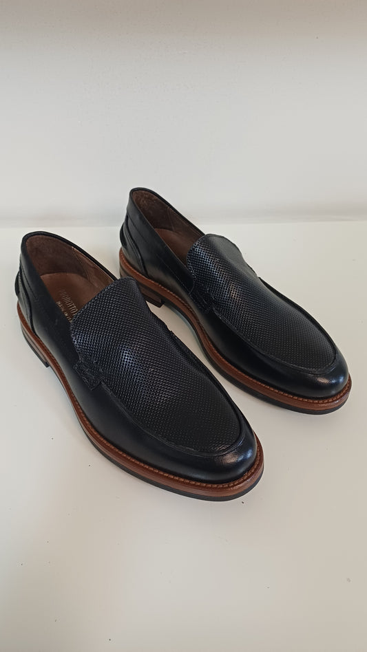 Mocassino Penny Uomo Vera Pelle Vitello Nero