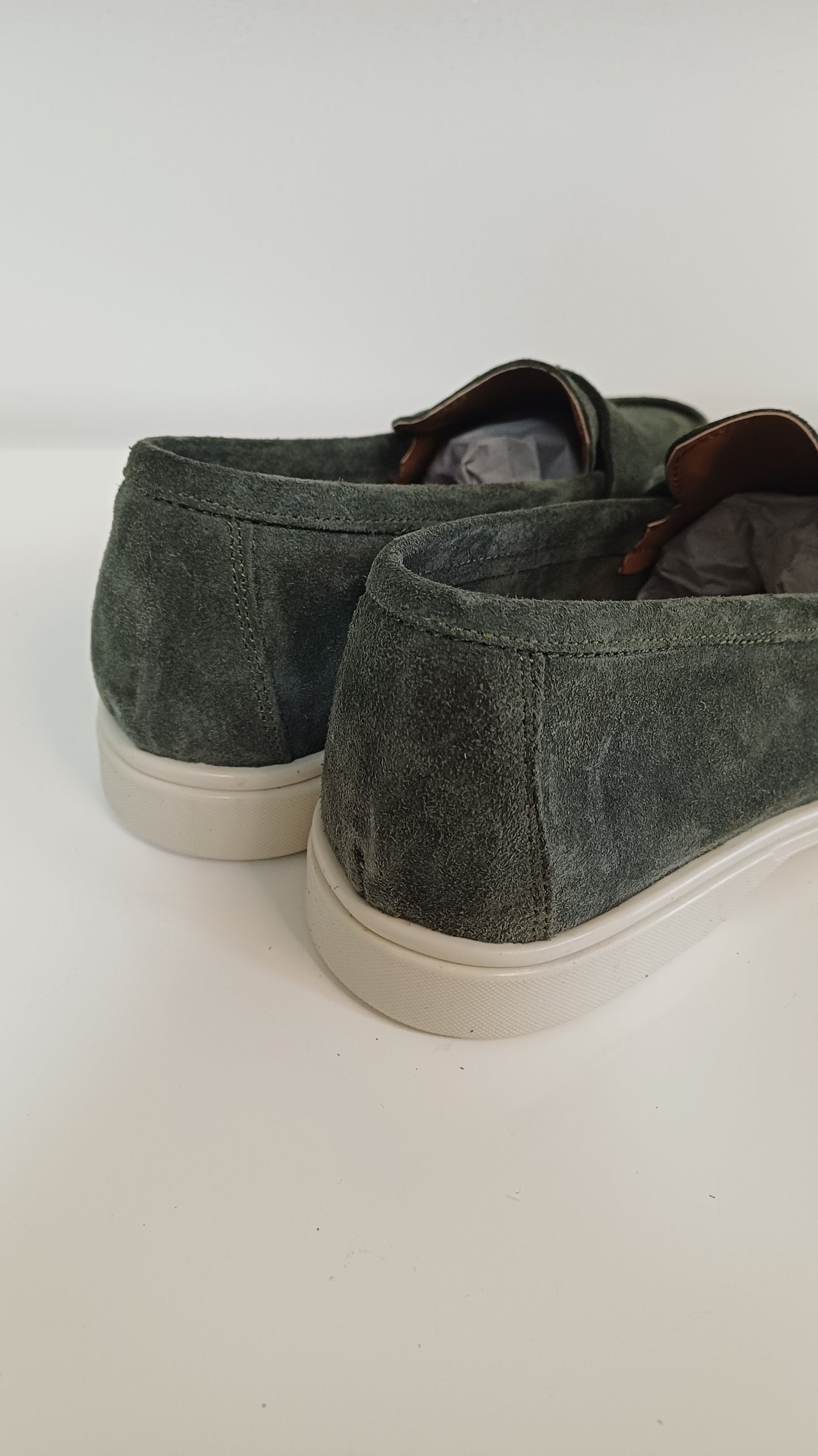Mocassino Casual Uomo Vera Pelle Scamosciato Verde