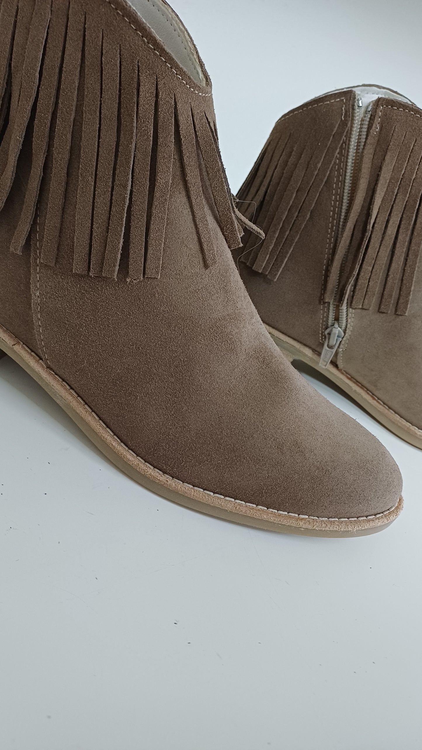 Stivaletto Estivo Donna in Vera Pelle Scamosciata – Beige