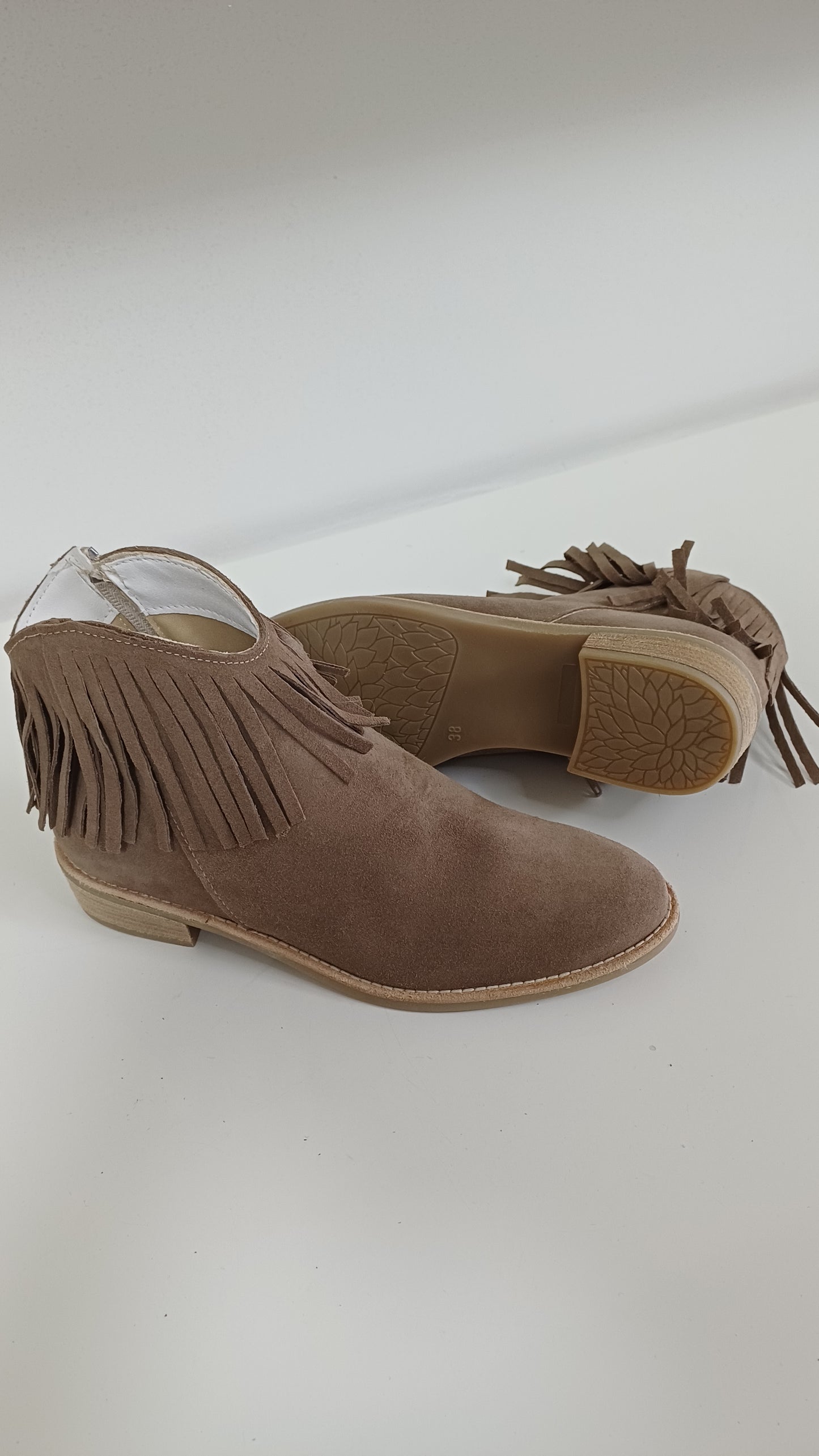 Stivaletto Estivo Donna in Vera Pelle Scamosciata – Beige
