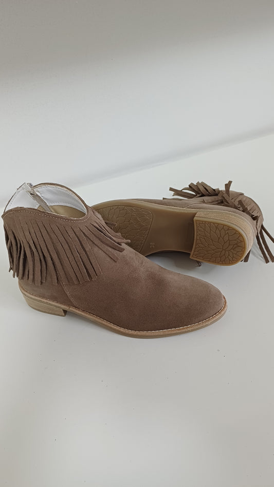 Stivaletto Estivo Donna in Vera Pelle Scamosciata – Beige