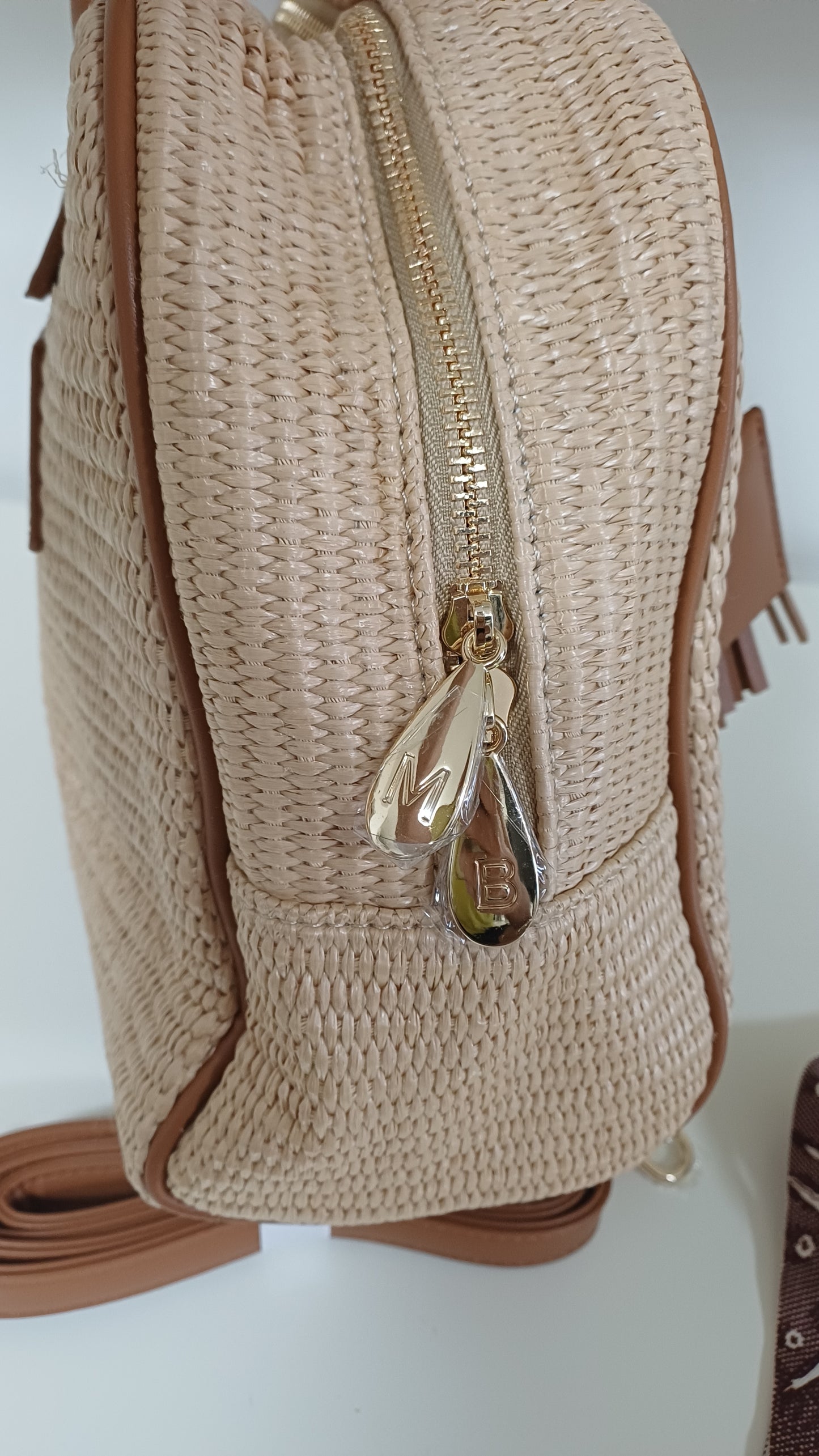 Borsa Mariella Burani Paglia e Similpelle Cuoio