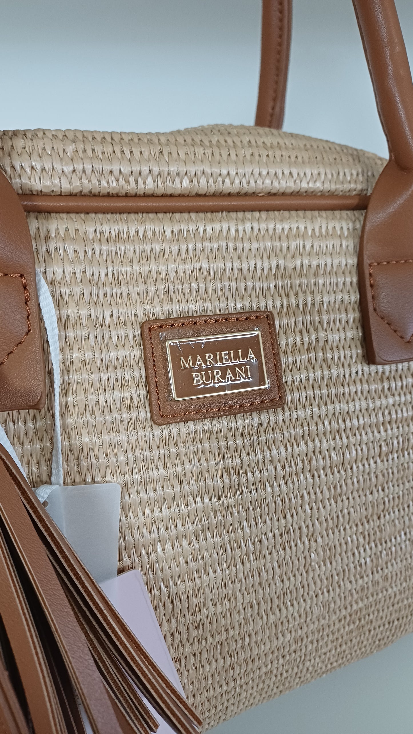 Borsa Mariella Burani Paglia e Similpelle Cuoio