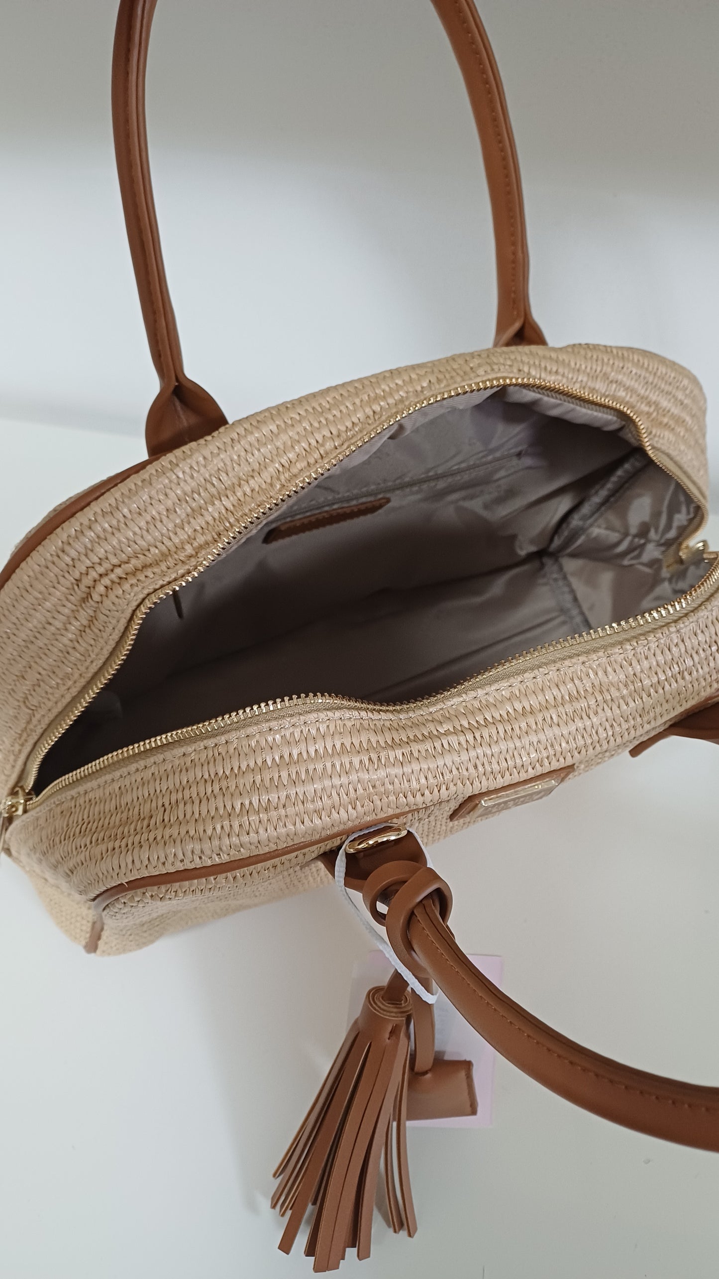 Borsa Mariella Burani Paglia e Similpelle Cuoio