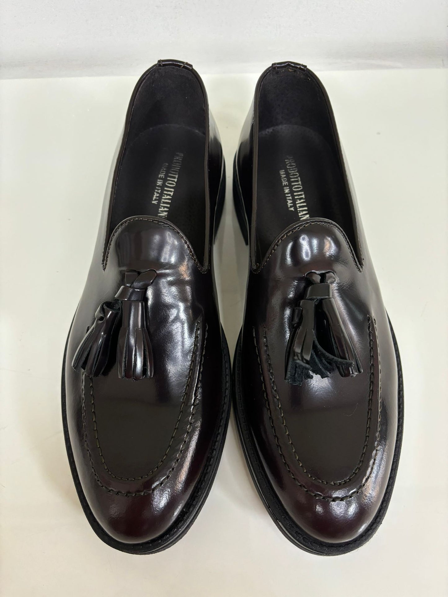 Mocassino Tassel in Vera Pelle Abrasivata Bordeaux