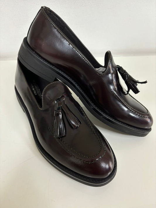 Mocassino Tassel in Vera Pelle Abrasivata Bordeaux